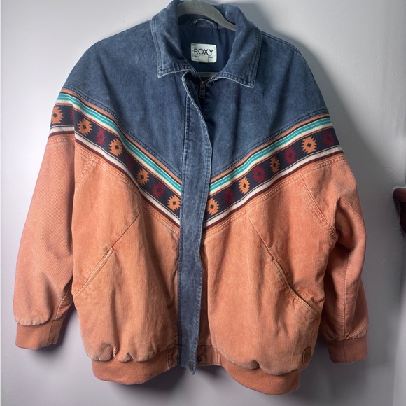 Roxy Jackets & Blazers - Roxy Good Old Days Colorblock Cotton Corduroy Bomber Jacket Size M